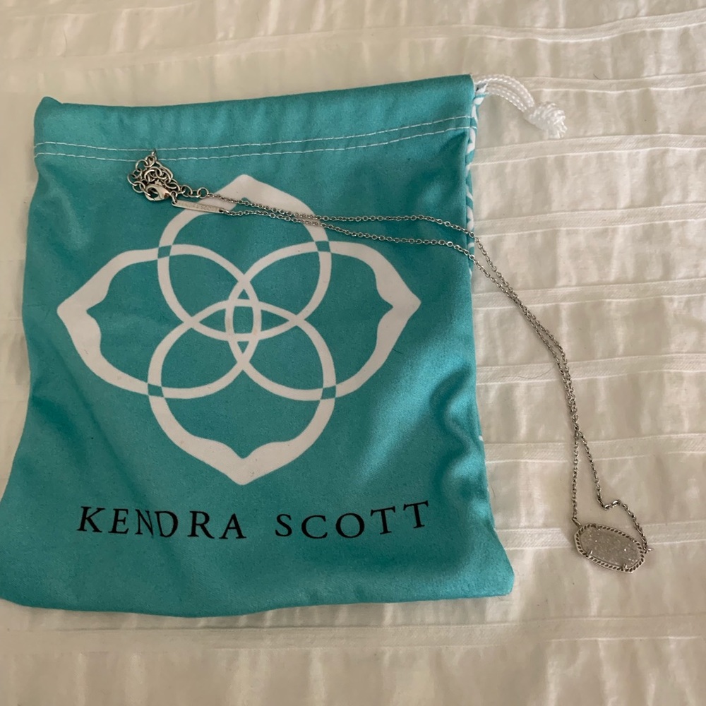 Kendra Scott silver iridescent drusy necklace